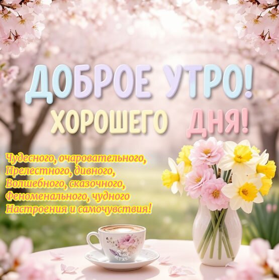 Открытка Доброе утро! Хорошего дня!