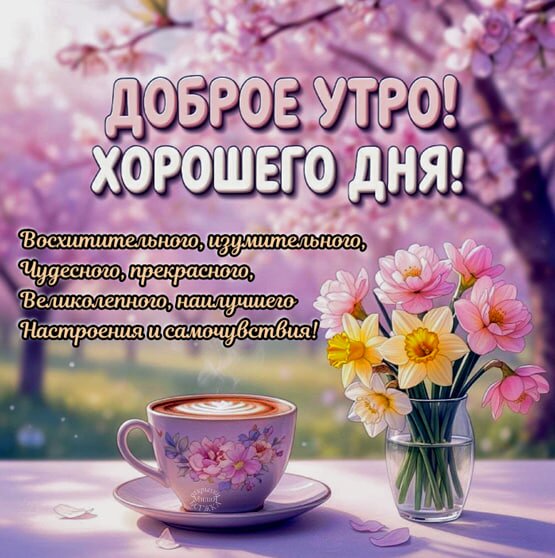 Открытка Доброе утро! Хорошего дня!