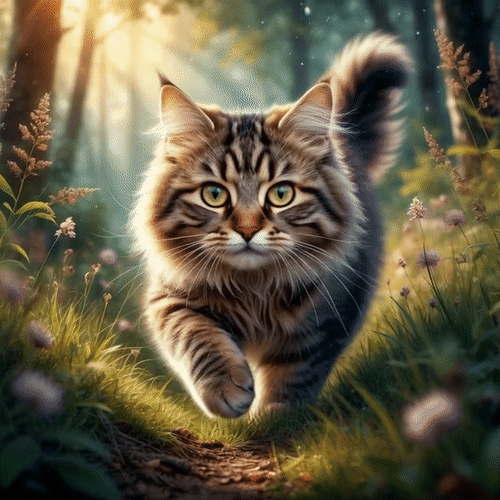 Анимированная открытка Кошка