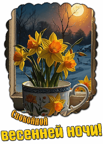 Анимированная открытка Спокойной весенней ночи!