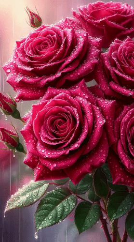 Анимированная открытка Розы