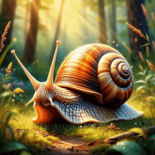 Анимированная открытка Улитка