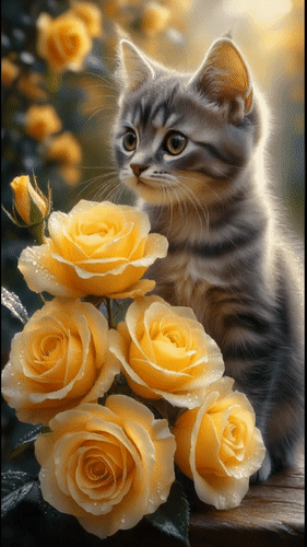 Анимированная открытка Котенок