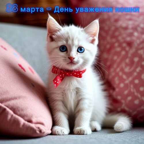 Открытка 28 марта - день уважения кошки