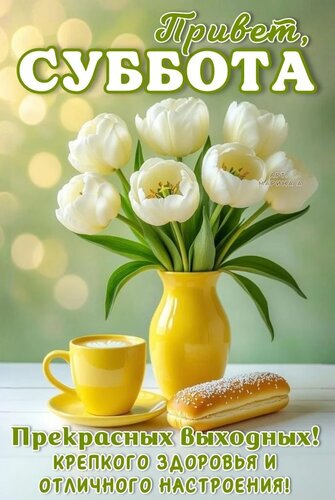Открытка ПРИВЕТ, СУББОТА! ПРЕКРАСНЫХ ВЫХОДНЫХ! КРЕПКОГО ЗДОРОВЬЯ И ОТЛИЧНОГО НАСТРОЕНИЯ!