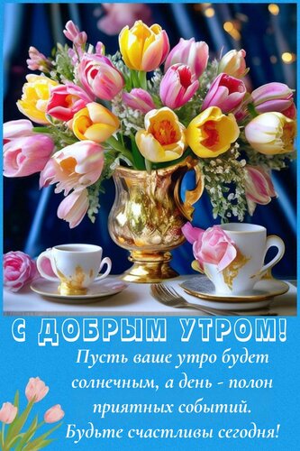 Открытка Пусть ваше утро будет добрым, а день - полон приятных событий. Будьте счастливы сегодня.