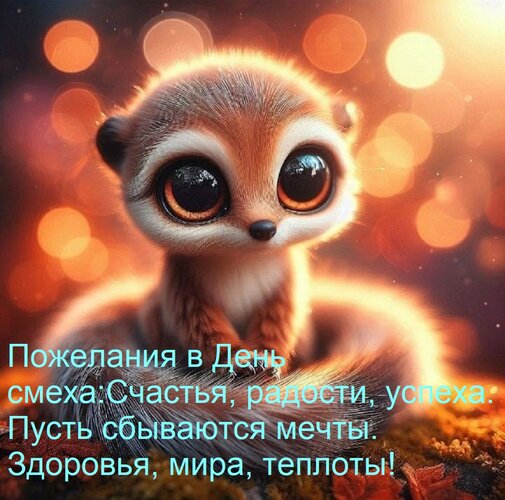 Открытка Пожелания в День смеха: Счастья, радости, успеха. Пусть сбываются мечты. Здоровья, мира, теплоты!