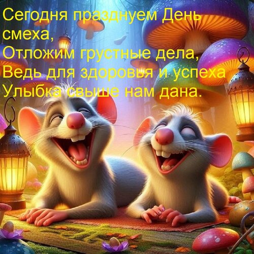 Открытка Сегодня празднуем день смеха, отложим грустные дела, ведь для здоровья и успеха улыбка...