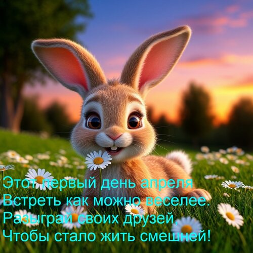 Открытка Этот первый день апреля Встреть как можно веселее. Разыграй своих друзей, Чтобы стало жить смешней!