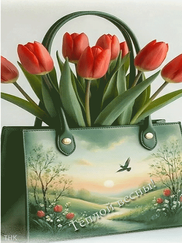 Анимированная открытка Тёплой весны!