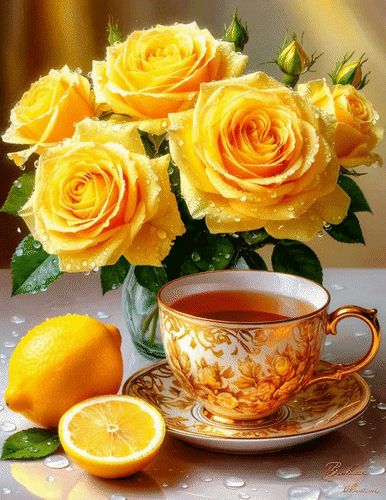 Анимированная открытка Розы