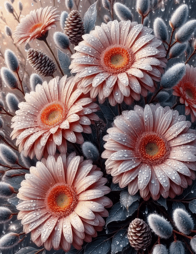 Анимированная открытка Герберы