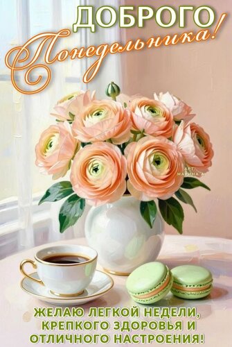 Открытка ДОБРОГО ПОНЕДЕЛЬНИКА! ЖЕЛАЮ ЛЕГКОЙ НЕДЕЛИ, КРЕПКОГО ЗДОРОВЬЯ И ОТЛИЧНОГО НАСТРОЕНИЯ!