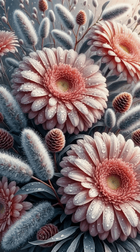 Анимированная открытка Герберы