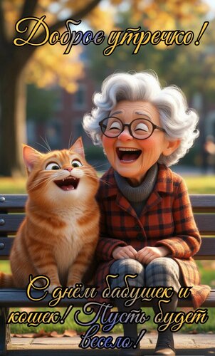 Открытка С днём бабушек и кошек!