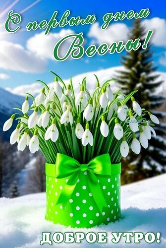 Открытка С ПЕРВЫМ ДНЕМ ВЕСНЫ! ДОБРОЕ УТРО!
