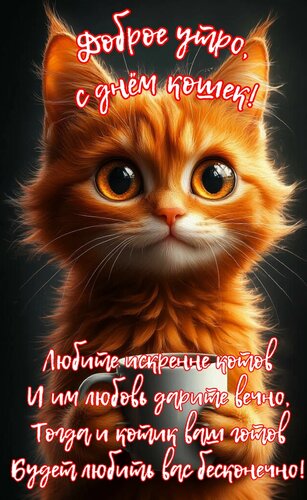 Открытка Доброе утро. С днём кошек