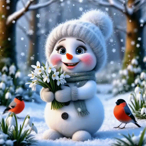 Анимированная открытка До свидания зима морозная!