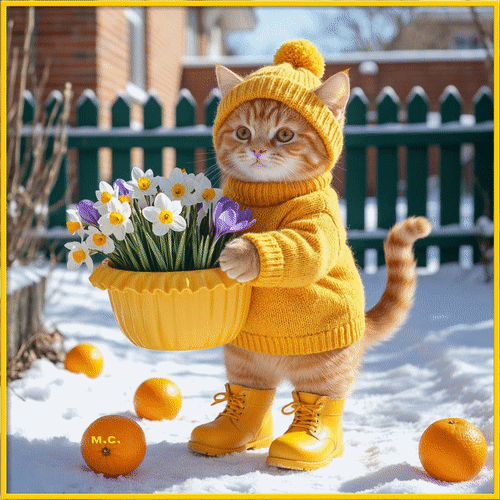 Анимированная открытка Весенний букет от меня!, (М. С.)