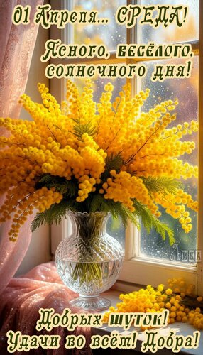 Открытка 01 Апреля. Среда