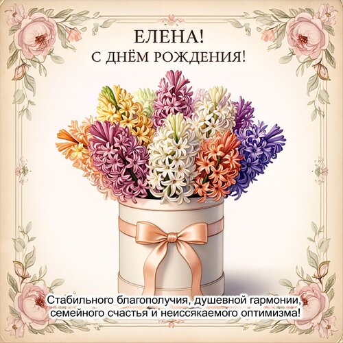 Открытка Елена! С днём рождения!