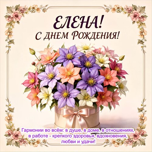 Открытка Елена! С днем рождения!