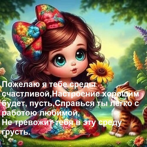 Открытка Пожелаю я тебе среды счастливой, настроение хорошим будет, пусть, справься ты легко с работою...