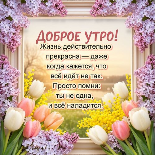 Открытка Доброе утро! Жизнь действительно прекрасна — даже когда кажется, что всё идёт не так.