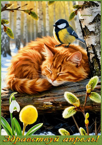 Анимированная открытка Здравствуй апрель!