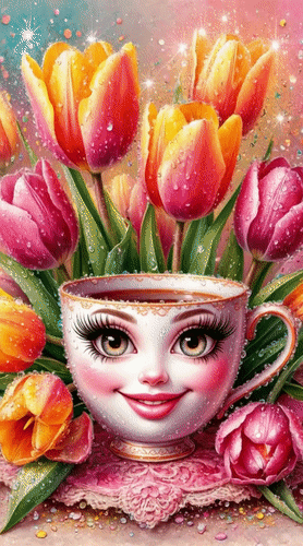 Анимированная открытка Тюльпаны