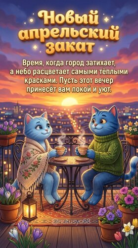 Открытка Новый апрельский закат. Время, когда город затихает, а небо расцветает самыми тёплыми красками.
