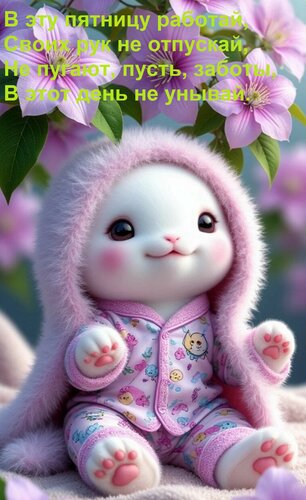 Открытка В эту пятницу работай, Своих рук не отпускай, Не пугают, пусть, заботы, В этот день не унывай.