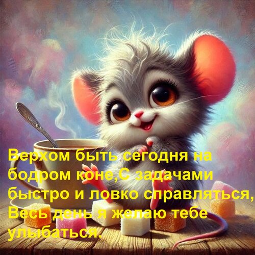 Открытка Верхом быть сегодня на бодром коне, С задачами быстро и ловко справляться, Весь день я желаю тебе ул