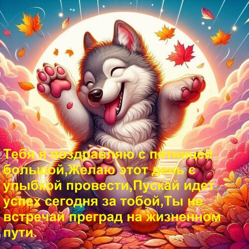 Открытка Тебя я поздравляю с пятницей большой, желаю этот день с улыбкой провести, пускай идет успех сегодня 