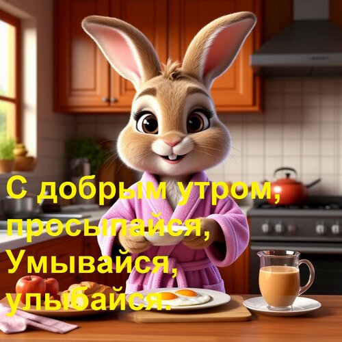 Открытка С добрым утром, просыпайся, Умывайся, улыбайся.