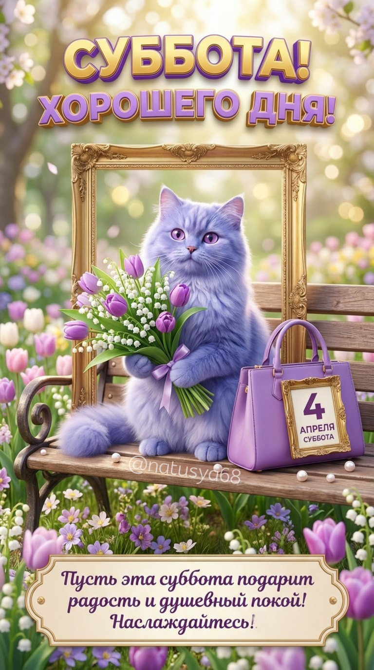 Открытка Суббота. Хорошего дня! Пусть эта суббота подарит радость и душевный покой. Наслаждайтесь!