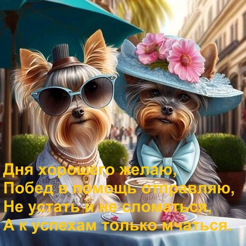 Открытка Дня хорошего желаю, Побед в помощь отправляю, Не устать и не сломаться, А к успехам только мчаться.
