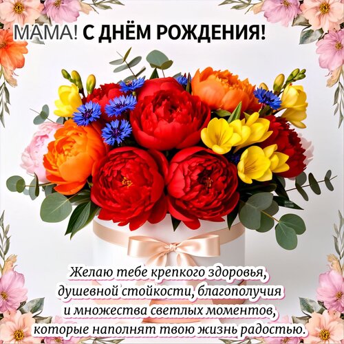 Открытка Мама! С днём рождения!