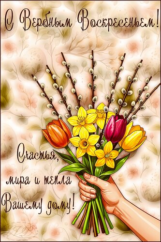 Открытка С вербным воскресеньем