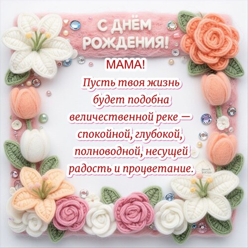 Открытка С днём рождения! Мама!