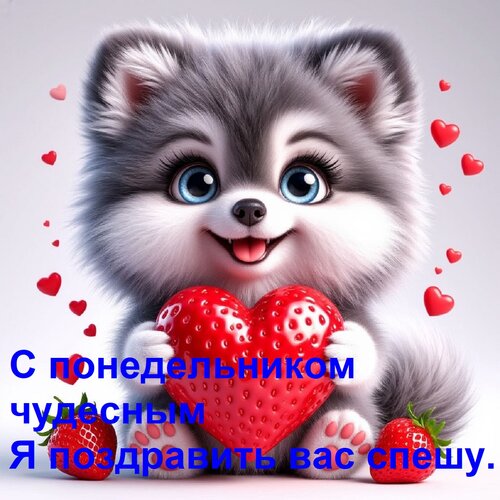 Открытка С понедельником чудесным Я поздравить вас спешу.