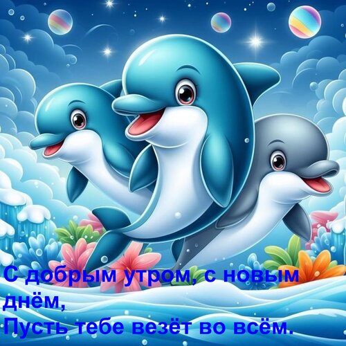 Открытка С добрым утром, с новым днём, Пусть тебе везёт во всём.