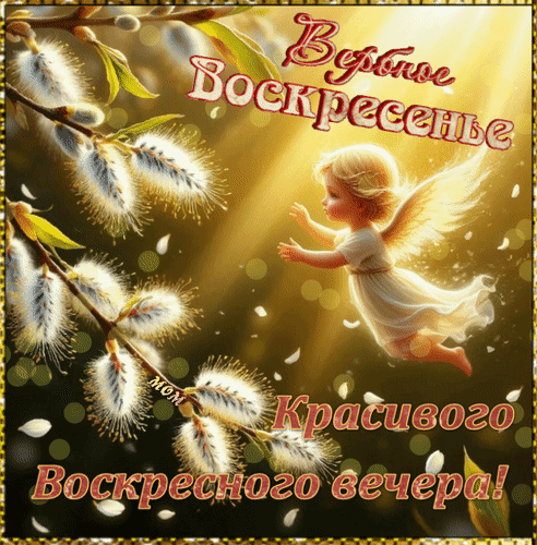 Анимированная открытка Вербное Воскресенье. Красивого Воскресного вечера!