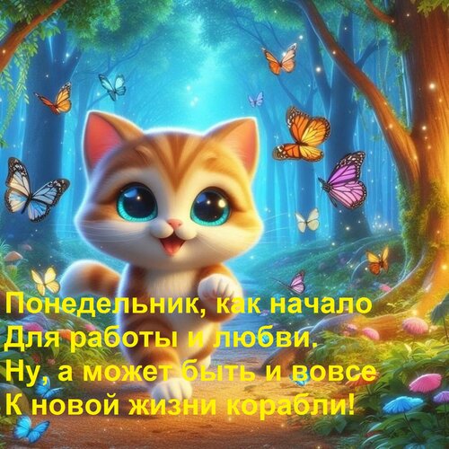 Открытка Понедельник, как начало Для работы и любви. Ну, а может быть и вовсе К новой жизни корабли!