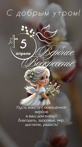 Открытка С добрым утром, вербное воскресенье