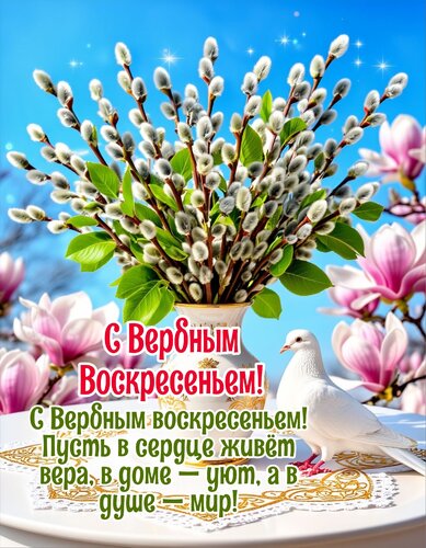 Открытка С вербным воскресеньем