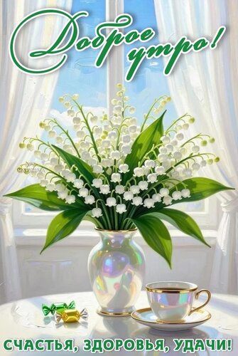 Открытка ДОБРОЕ УТРО! СЧАСТЬЯ, ЗДОРОВЬЯ, УДАЧИ!