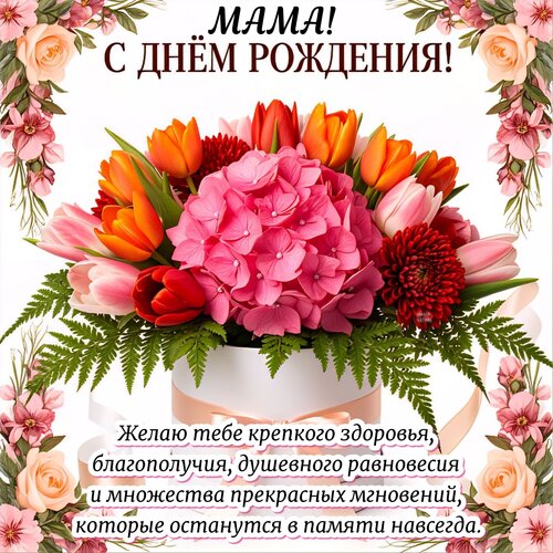 Открытка Мама! С днём рождения!