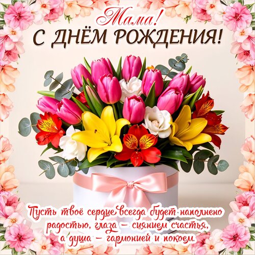 Открытка Мама! С днём рождения!