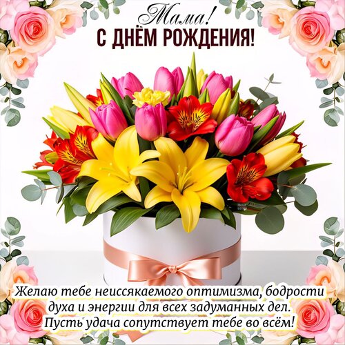 Открытка Мама! С днём рождения!